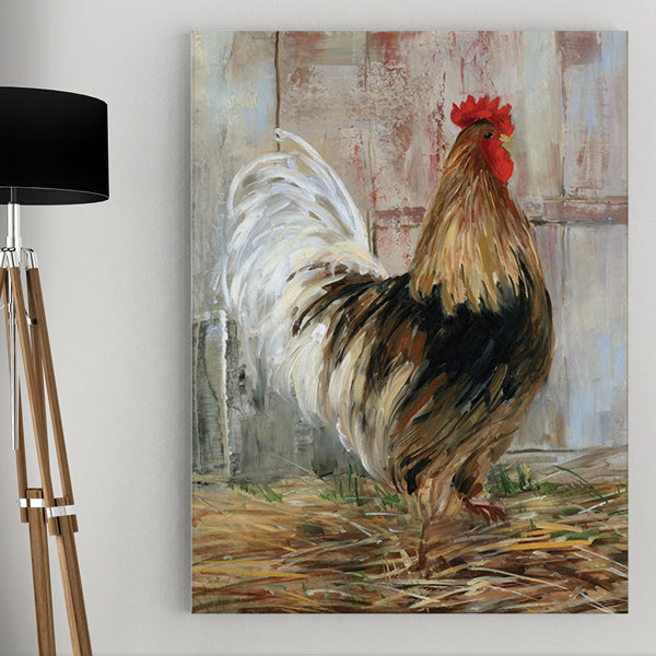 August Grove® Premium Farmhouse Rooster by Sally Swatland Print on Canvas & Reviews Wayfair